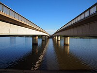 The two halves of Commonwealth Avenue Bridge, Canberra