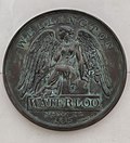 Thumbnail for File:Battle of Waterloo memorial (medal), Waterloo station.jpg