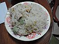 Fried rice noodles of meat vegetables ball and food