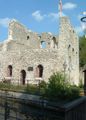 Castle ruin with the river Lippe, which originates there