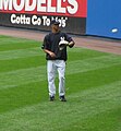 Edwar Ramírez warming up before a game at Yankee Stadium, 2007