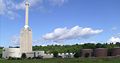 View of the power plant with the cell cooling towers and oil tanks