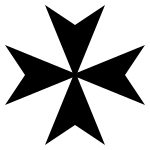 Croix de Malte, l'Ordre de Malte continue l'Ordre de Saint-Jean de Jérusalem, après le repli de l'ordre de Jérusalem à Rhodes puis à Malte.