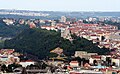 Vítkov hill in Praha with the statue of Jan Žižka and the mausoleum of Klement Gottwald.