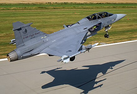 Saab JAS-39 Gripen of the Czech Air Force taking off from AFB Čáslav