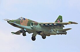 Sukhoi Su-25 of the Russian Air Force landing at Vladivostok (8683076150).jpg