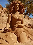 Sand sculpture of singer Beyonce at the 2015 International Sand Sculpture Festival