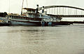 Standing Ship name Blonde Tisza, Bar, Restaurant, and Bath - Szeged, march 1980