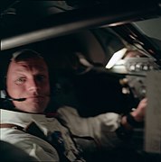 AS11-36-5291 - Apollo 11 - Apollo 11 Mission image - Spacecraft interior with astronaut Neil A. Armstrong looking at camera - NARA - 16682935.jpg