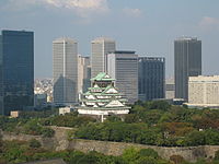 The keep of Osaka Castle viewed from the Osaka Museum of History