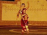 Kuchipudi dance performance by a girl at Shilparamam Jaatara