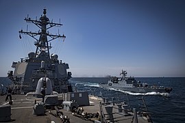 USS Carney (DDG 64) is underway alongside the Romanian navy corvette ROS Admiral Horia Marcellariu (F 265) in the Black Sea.jpg