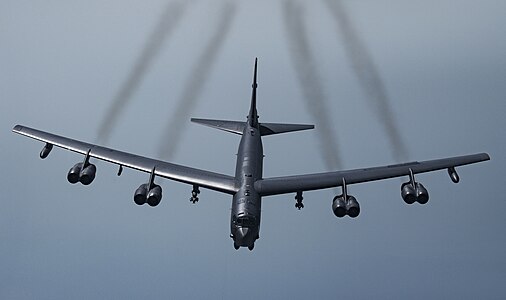 A Boeing B-52H Stratofortress in flight over the Persian Gulf