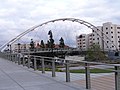 Pedestrian bridge that connects several dorms to main campus