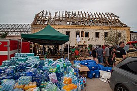 Basic needs supply in Moravská Nová Ves a day after 2021 South Moravia tornado strike