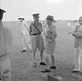 Lieutenant General Percival welcomes US envoy Averell Harriman at Sembawang Airfield, Singapore, 30 October 1941