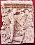 Thumbnail for File:Fragment of a sarcophagus with Satyr and panther (2nd cent. A.D.) at the Archaeological Museum of Sparta on 15 May 2019.jpg