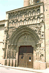 Portada de Santa María la Real, en Sangüesa, Navarra.
