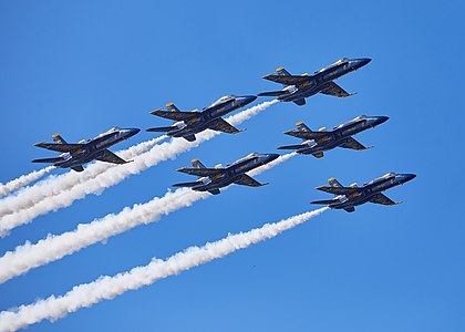 Blue Angels in delta formation during Fleet Week 2018