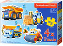 Puzzle konturowe 3-4-6-9 elementów Funny Building Machines 4 w 1 