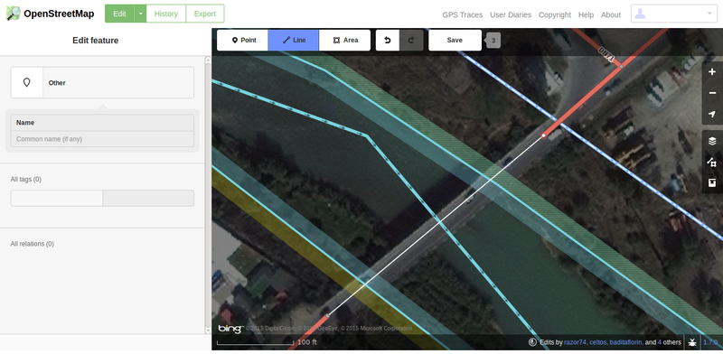 Map the bridge between the two heads of the road.